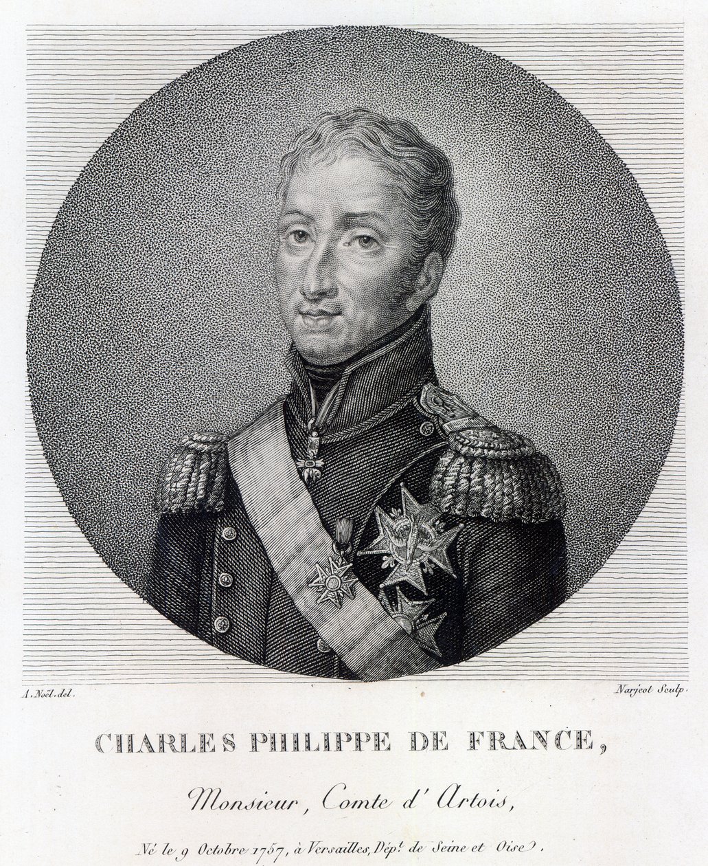 Retrato de Carlos da França (1757-1836), Conde de Artois, futuro Carlos X Rei da França e Navarra de Alexandre Jean Noel