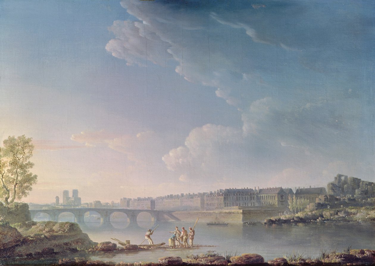 A ilha de Saint-Louis e a Pont de la Tournelle, c.1780 de Alexandre Jean Noel