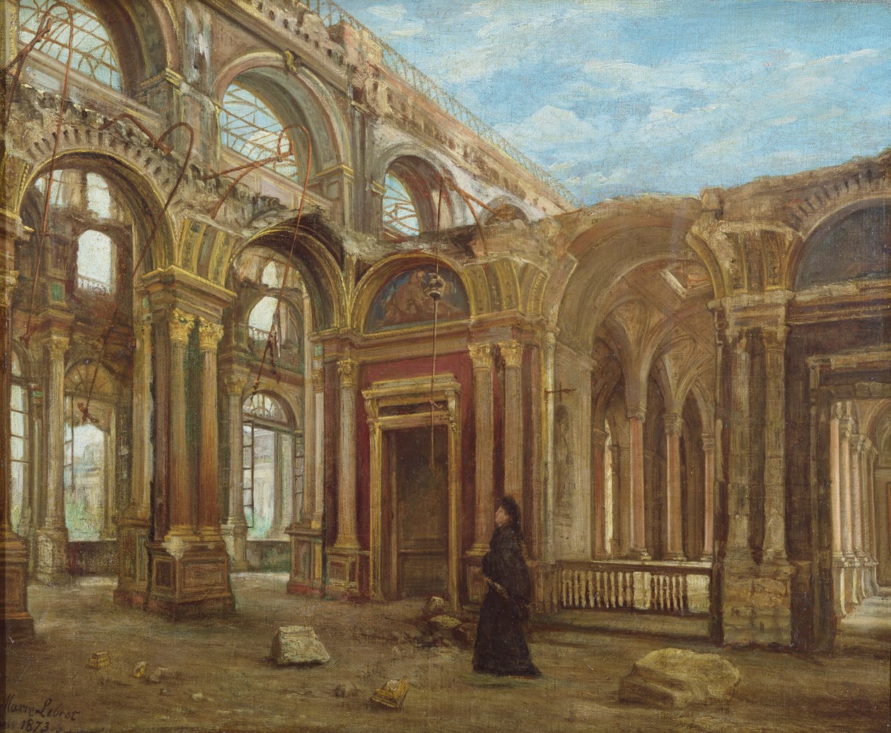 As Tulherias depois da Comuna de Paris, 1871 de Alexandre Marre Lebrett