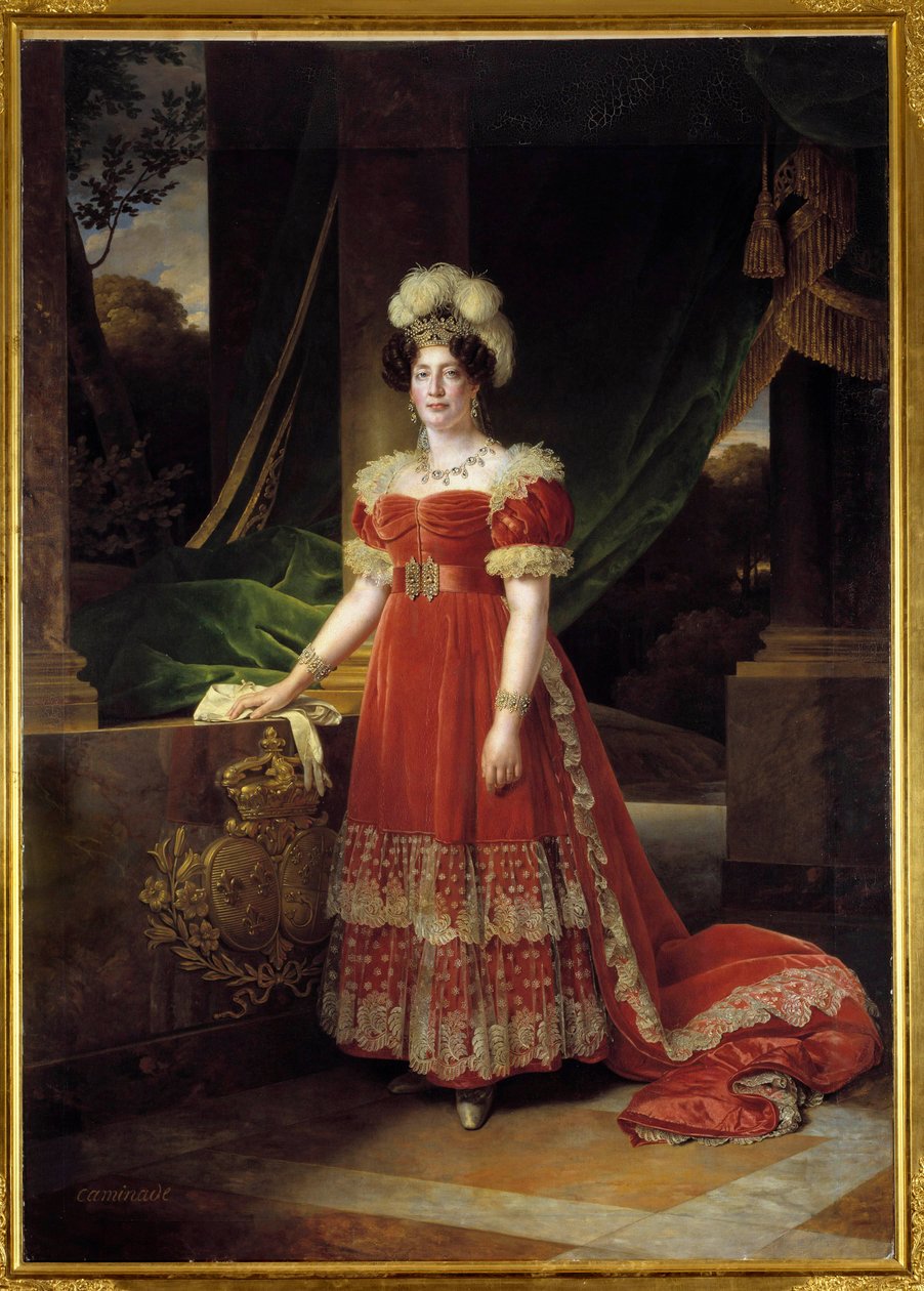 Retrato da Duquesa de Angouleme Marie Therese Charlotte da França conhecida como Madame Royale (1778-1851) Pintura de Alexandre Francois Caminade (1789-1862) 1827 Sol. 2,57x1,85 m de Alexandre Francois Caminade