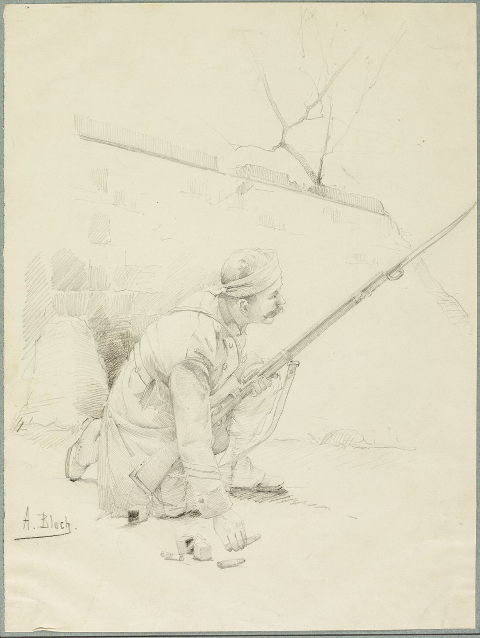 Soldado ferido carregando seu rifle de Alexandre Bloch
