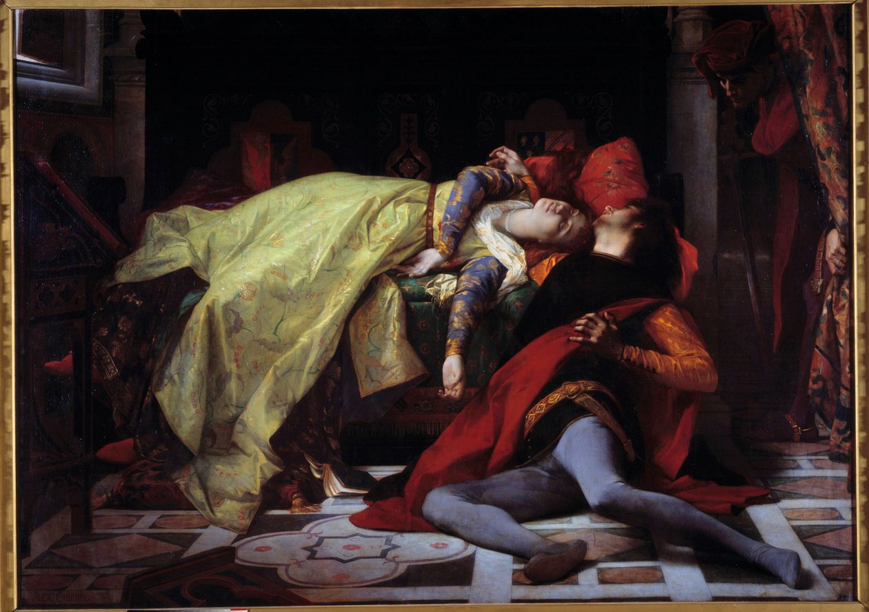 Morte de Francesca de Rimini e Paolo Malatesta (1284). Pintura de Alexandre Cabanel (1823-1889) de Alexandre Cabanel