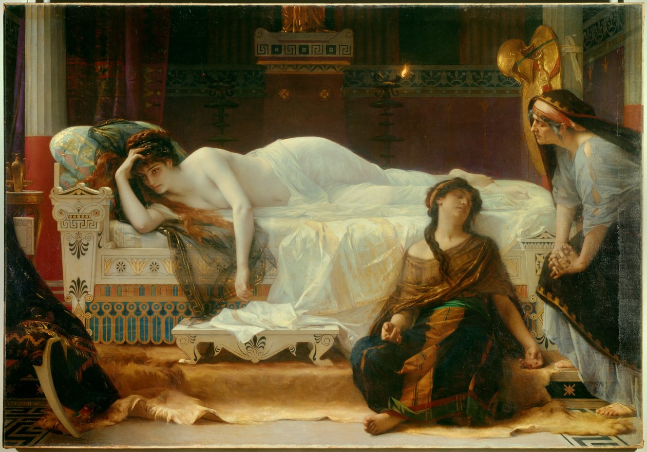 Phedre Phedre, apaixonada pelo seu genro Hippolyte, está em desespero. Pintura de Alexandre Cabanel (1823-1889) de Alexandre Cabanel