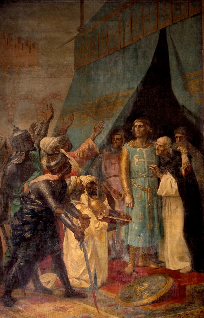 Sétima Cruzada: Rei Luís IX (Saint Louis) (1214-1270) em Jerusalém. Pintura de Alexandre Cabanel (1823-1889) Paris do século XIX, Pantheon de Alexandre Cabanel