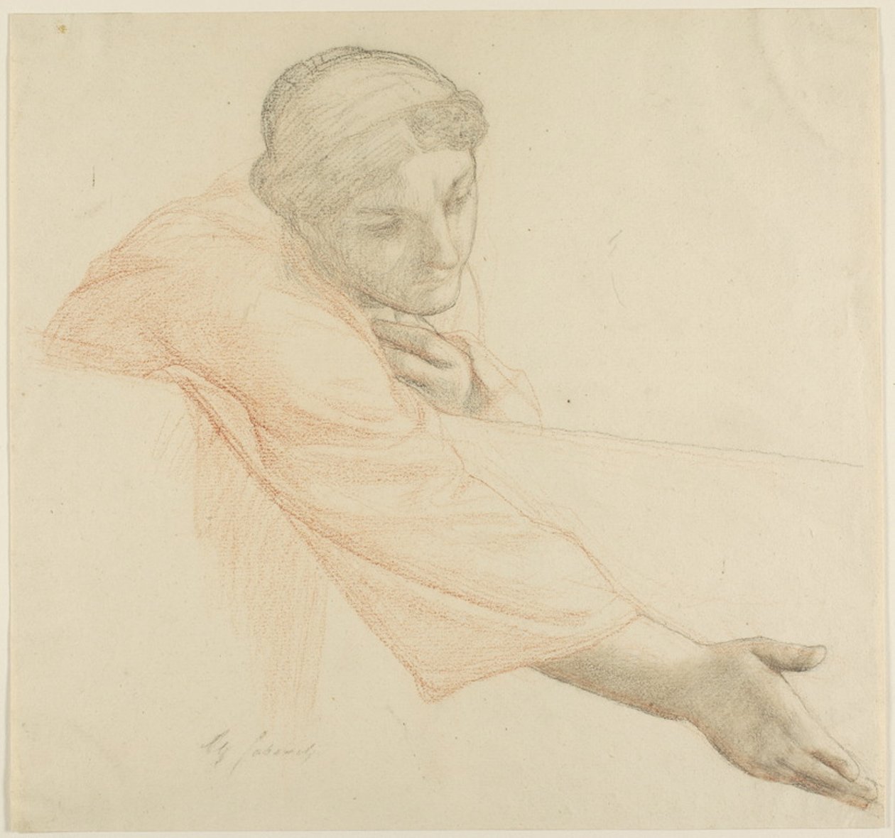 Mulher Alcançando um Muro, estudo para A Vida de São Luís, Rei da França de Alexandre Cabanel
