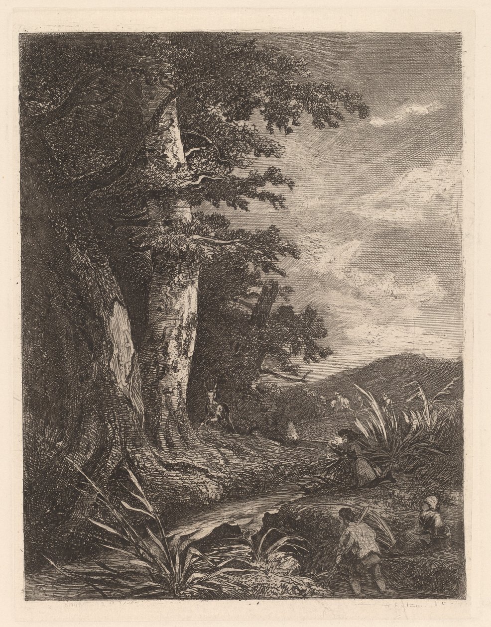 Cervo por um córrego de Alexandre Calame