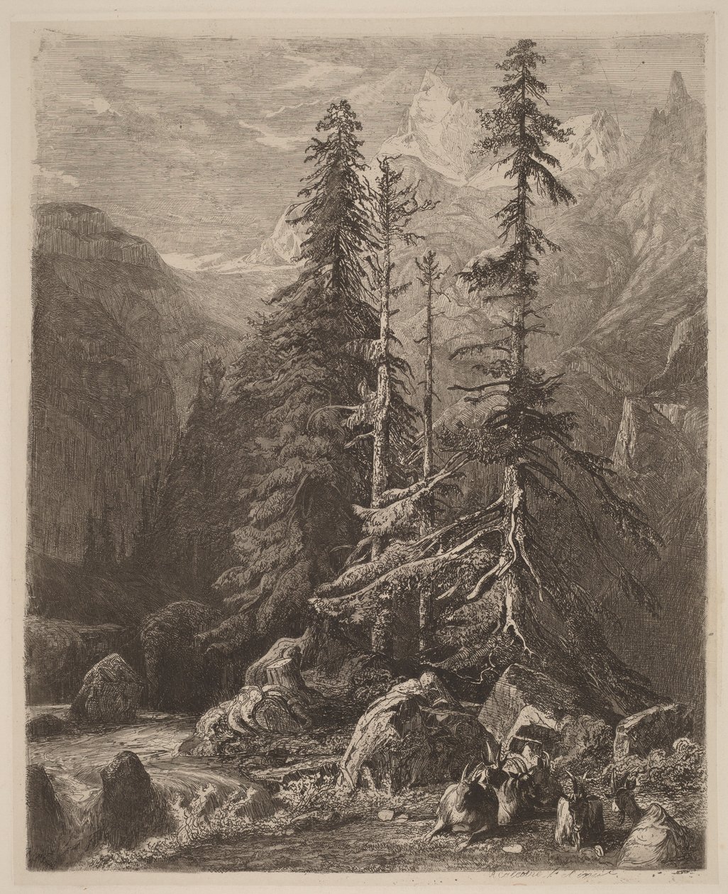Ensaios de gravura em água-forte de Alexandre Calame, I, pl. 21 de Alexandre Calame