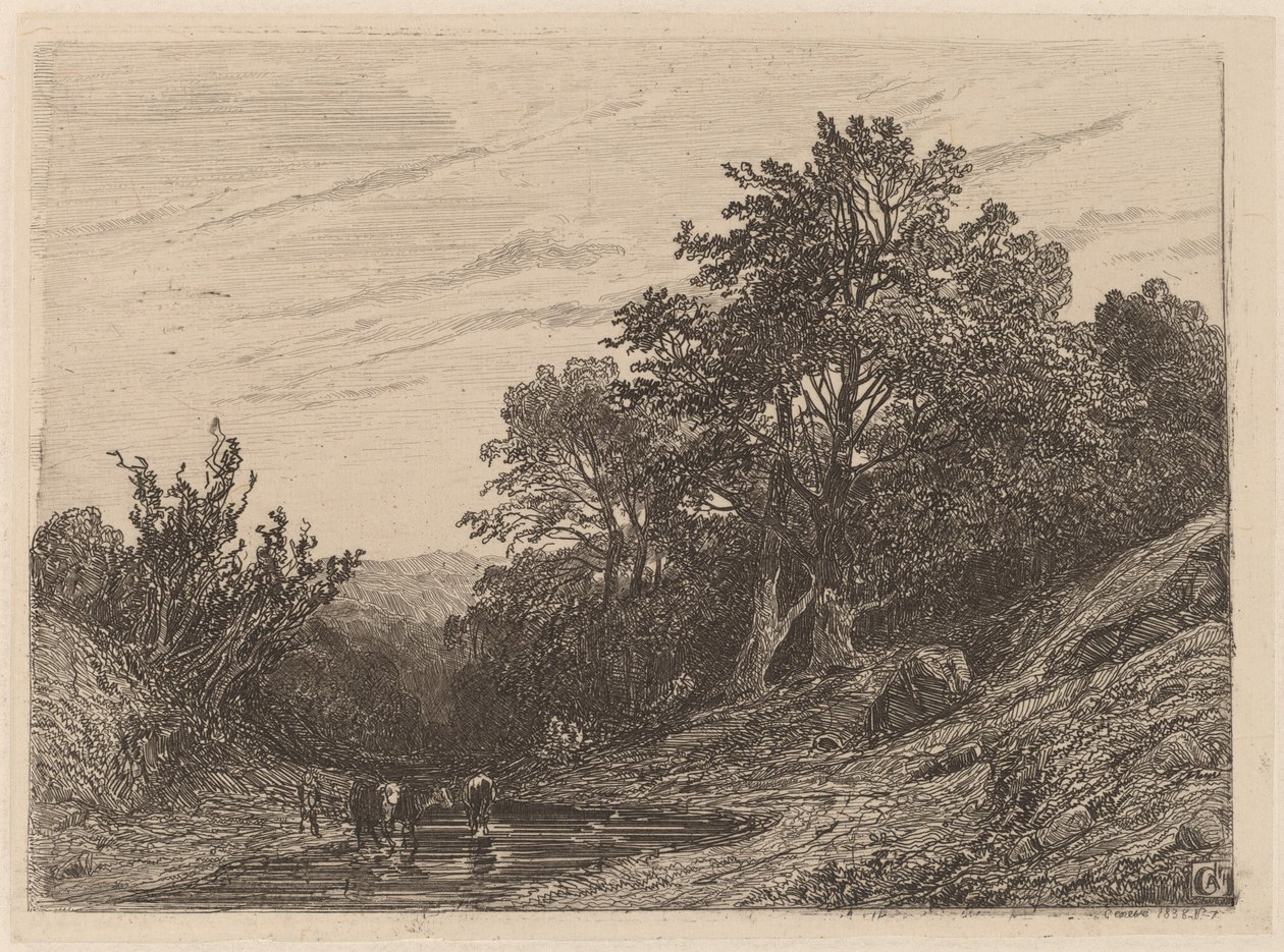Rebanho em um córrego de Alexandre Calame