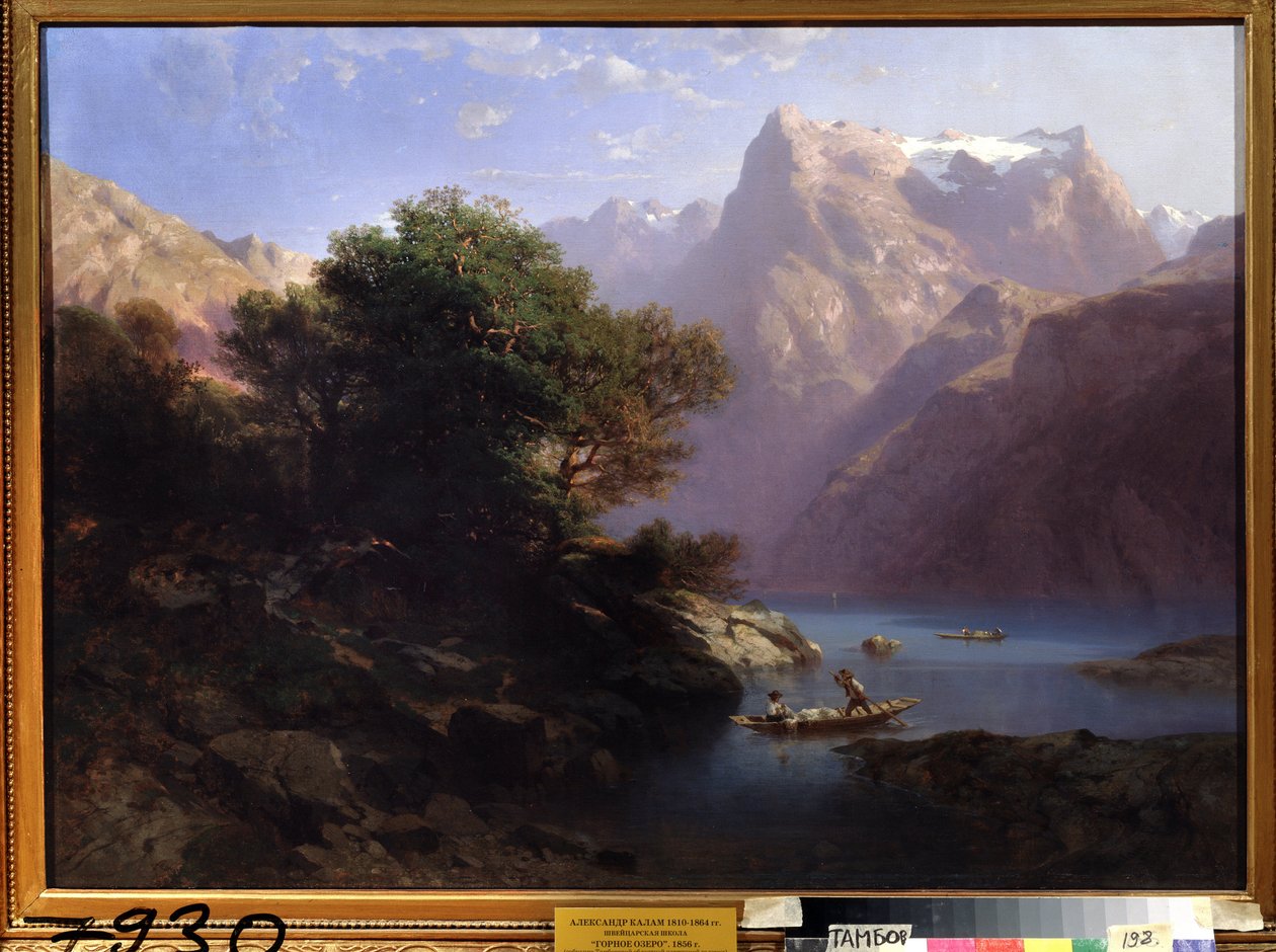 ""Paisagem de montanha com lago na Suíça"" (Lago de montanha) Pintura de Alexandre Calame (1810-1864) 1860 Galeria de Arte Regional, Tambov Rússia de Alexandre Calame