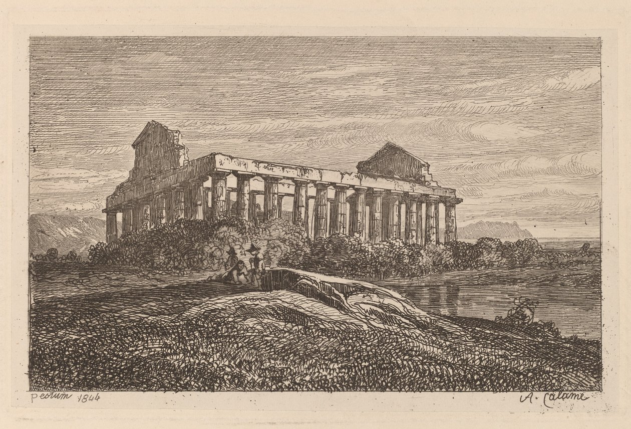 Ruínas em Paestum de Alexandre Calame