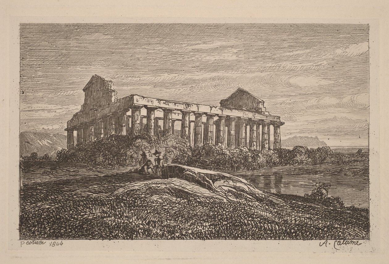 Ruínas em Paestum de Alexandre Calame
