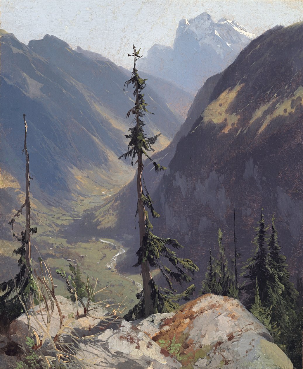 O Luetschental com o Wetterhorn, de Calame, Alexandre (1810-1864). Óleo sobre tela, c. 1850. Dimensão: 31,2x26,1 cm. Museu Oskar Reinhart, Winterthur de Alexandre Calame