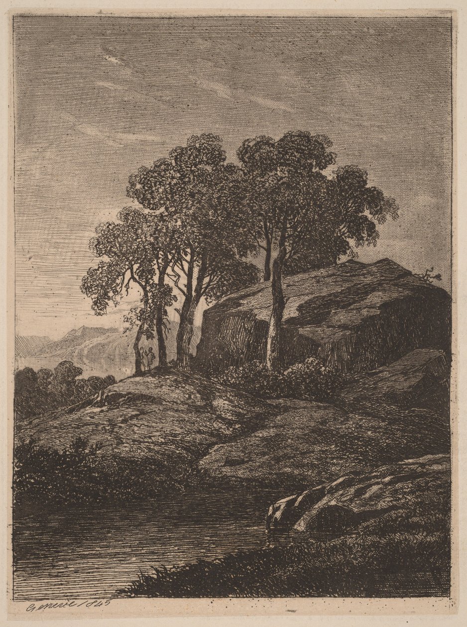Árvores junto a uma rocha de Alexandre Calame