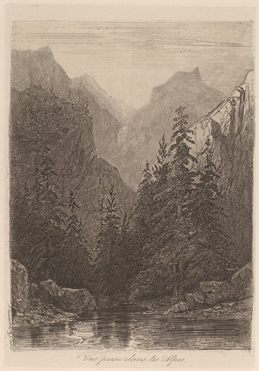 Vista tirada nos Alpes de Alexandre Calame