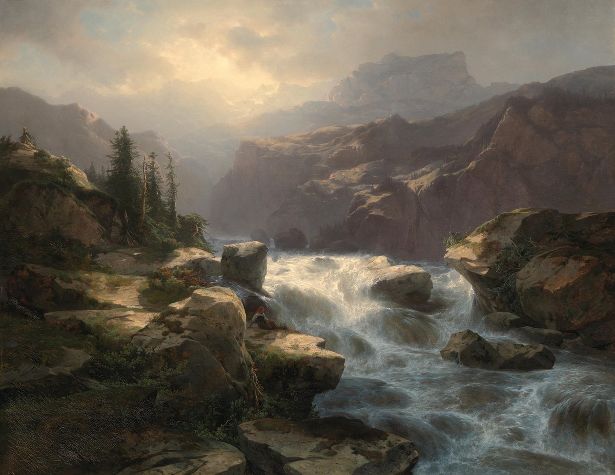 Cascata de Handeck no Grimsel de Alexandre Calame