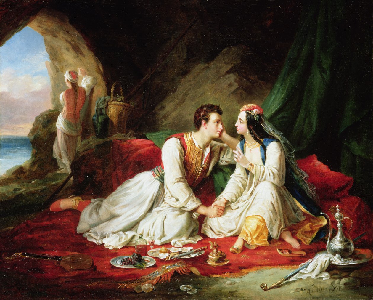 Byron como Don Juan, com Haidee, 1831 de Alexandre Colin