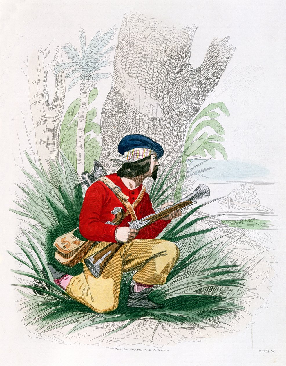 O Bucaneiro, de &39;Histoire des Pirates&39; por P. Christian, gravado por Huart, 1852 de Alexandre Debelle
