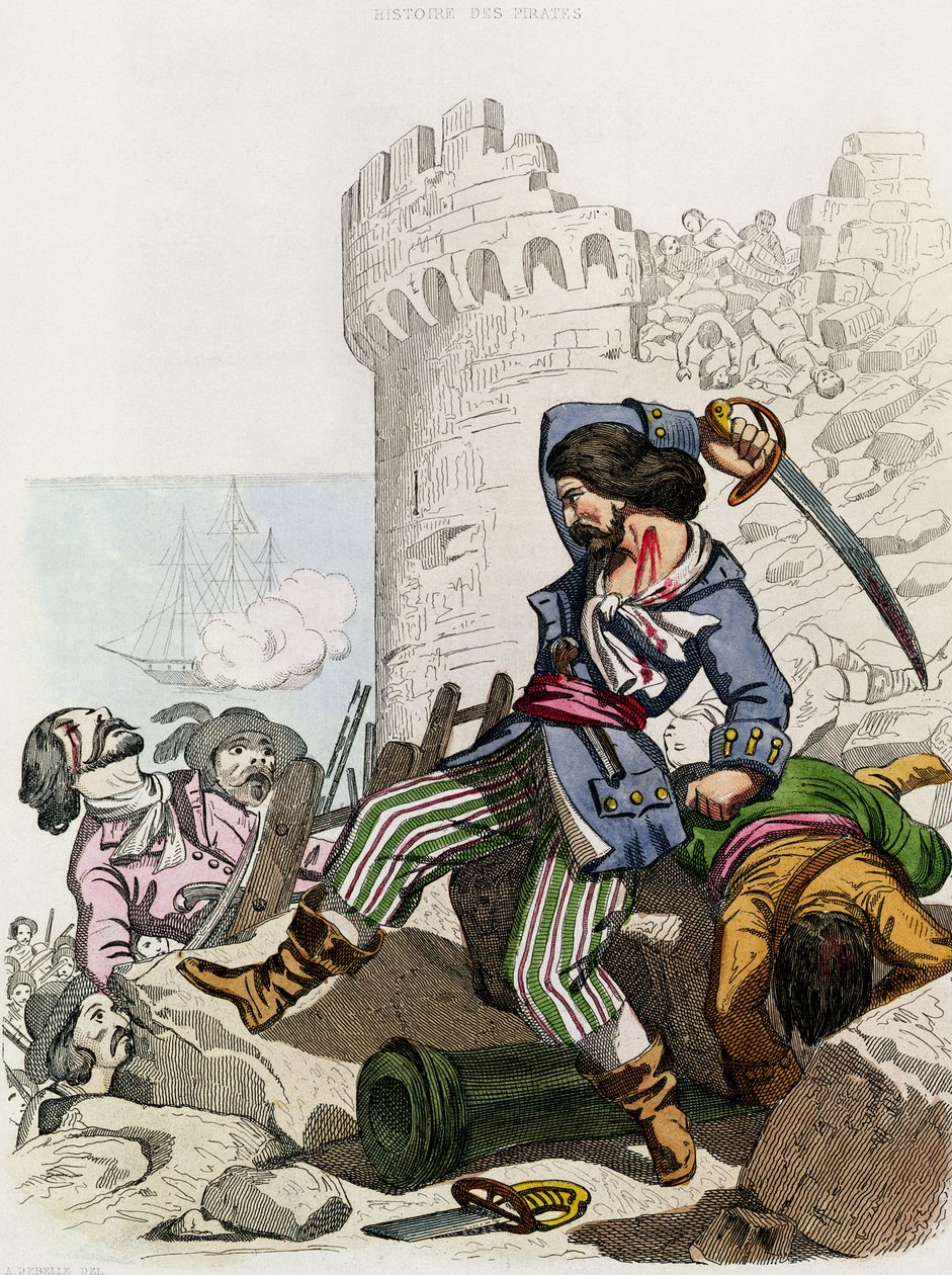 O Chevalier de Gramont, de "Histoire des Pirates" de P. Christian, gravado por A. Catel, 1852 de Alexandre Debelle