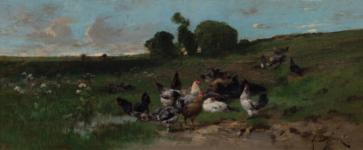 Paisagem animada de galinhas de Alexandre Defaux