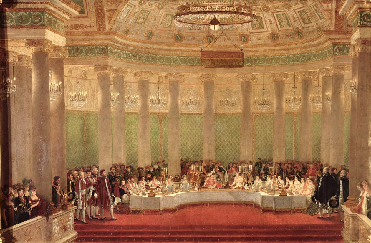 O banquete para o casamento de Napoleão Bonaparte (1769-1821) e Marie-Louise de Habsburgo-Lorena (1791-1847) 1810 de Alexandre Dufay