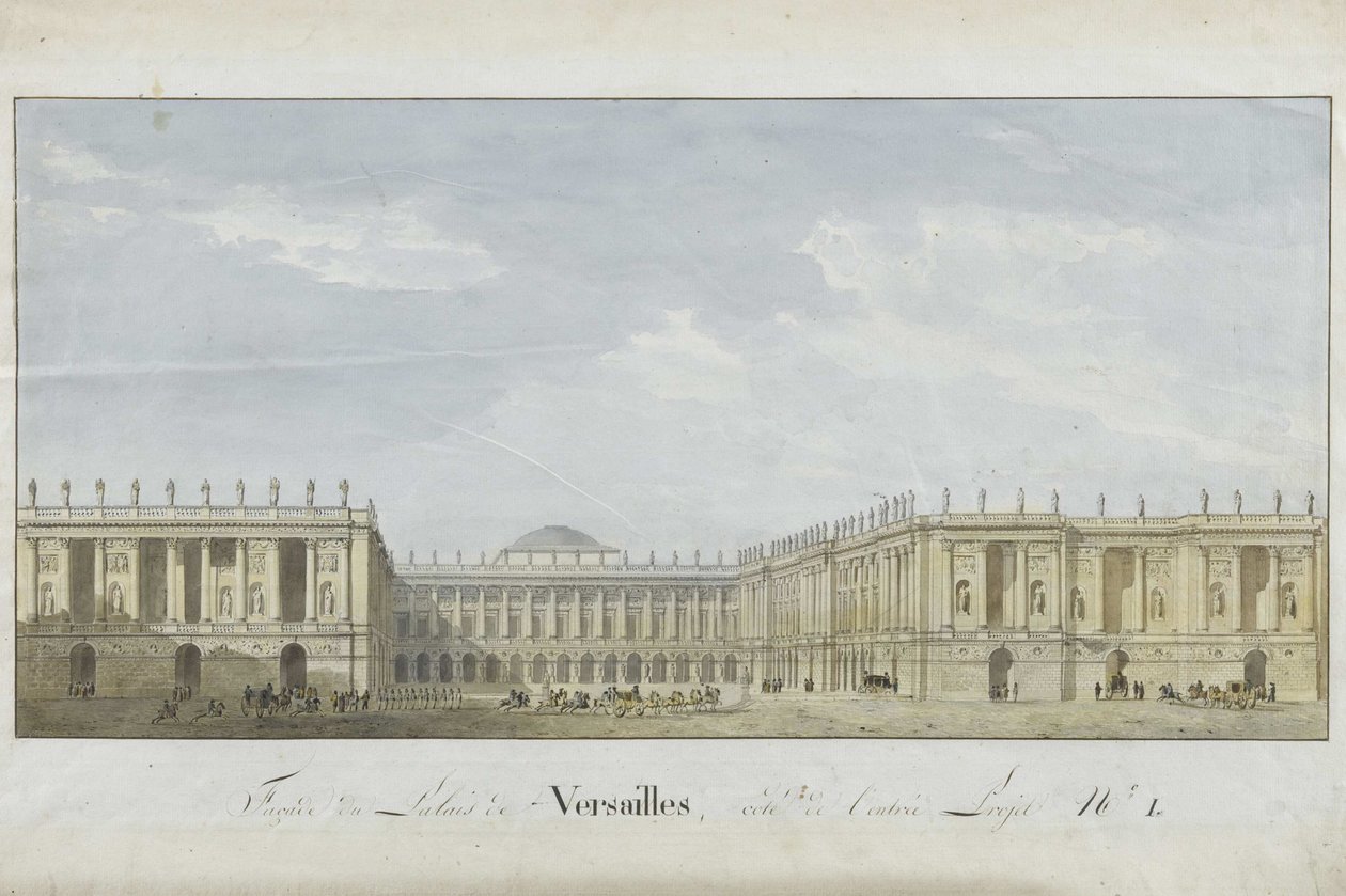 Projeto da fachada do Palácio de Versalhes do lado da entrada, 1811-1813. de Alexandre Dufour