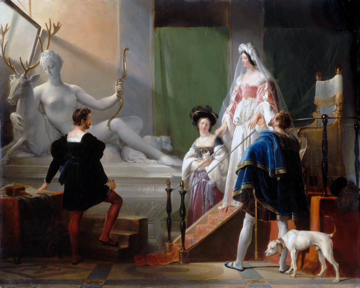 Diane de Poitiers visitando Jean Goujon de Alexandre Evariste Fragonard