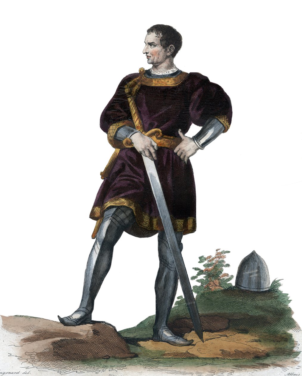 Retrato de Olivier V por Clisson (1336-1407), condestável francês. ilustração de “” O Plutarco Francês”” de Edmond Mennechet de Alexandre Evariste Fragonard