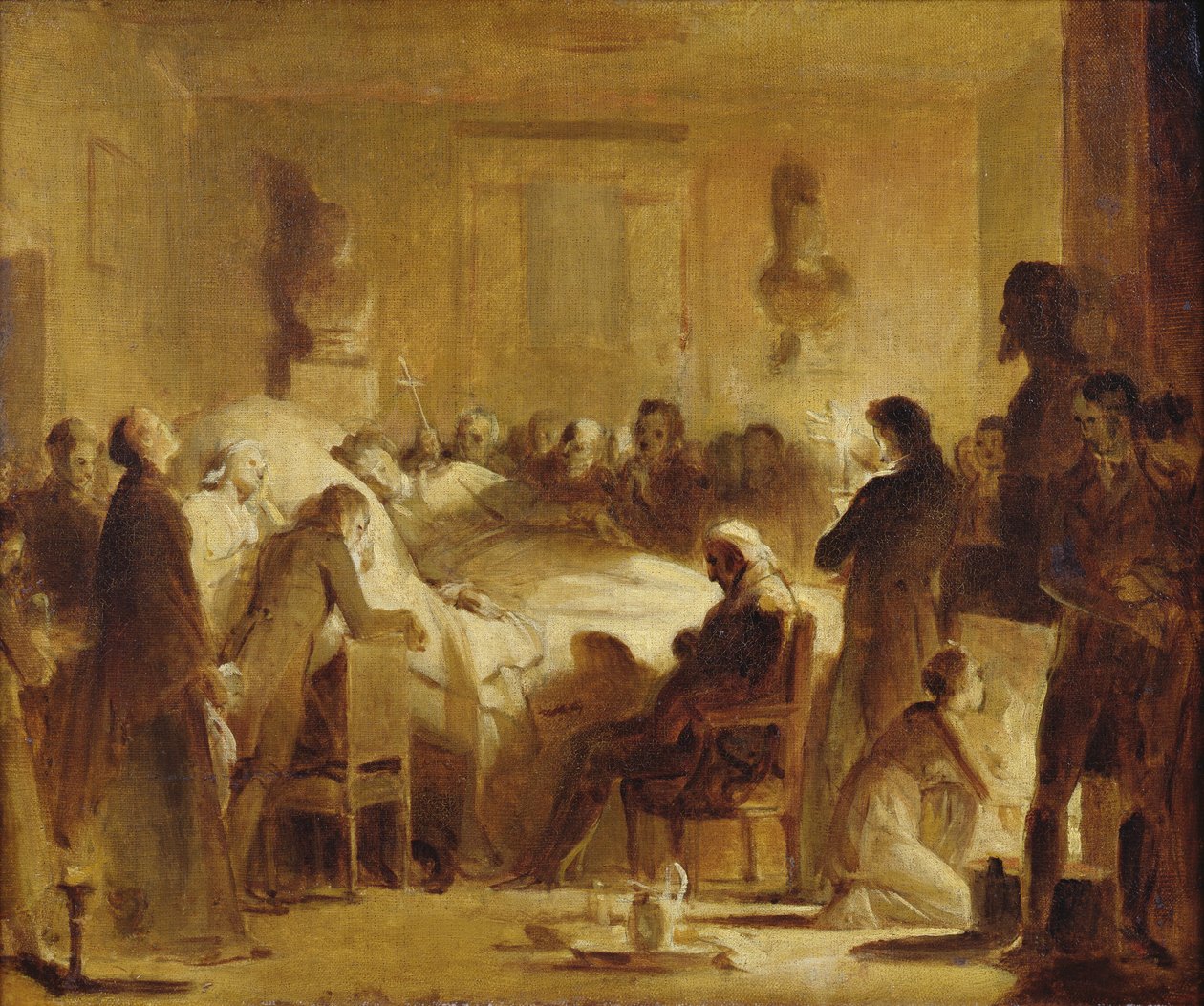 Os últimos momentos de Charles-Ferdinand da França (1778-1820) na sala de administração da Ópera de Paris, 14 de fevereiro de 1820, 1820-50 de Alexandre Evariste Fragonard