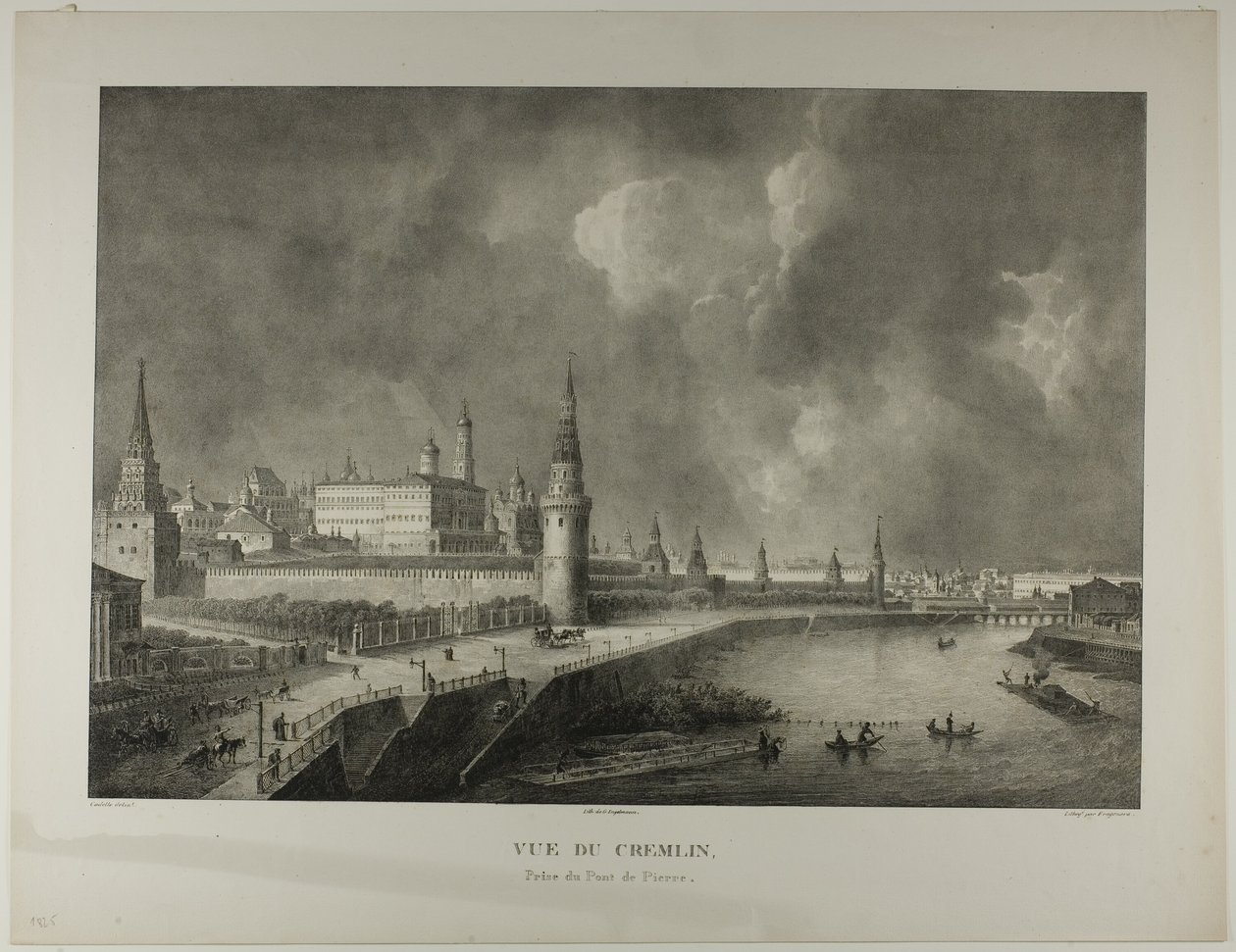Vista do Kremlin da ponte de pedra de Alexandre Evariste Fragonard