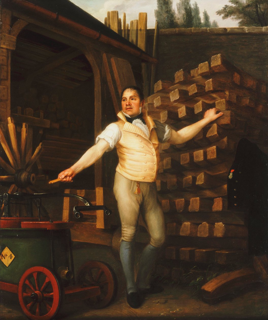 Um fabricante de rodas com um carro de bombeiros no quintal, 1812 de Alexandre François Louis de Girardin