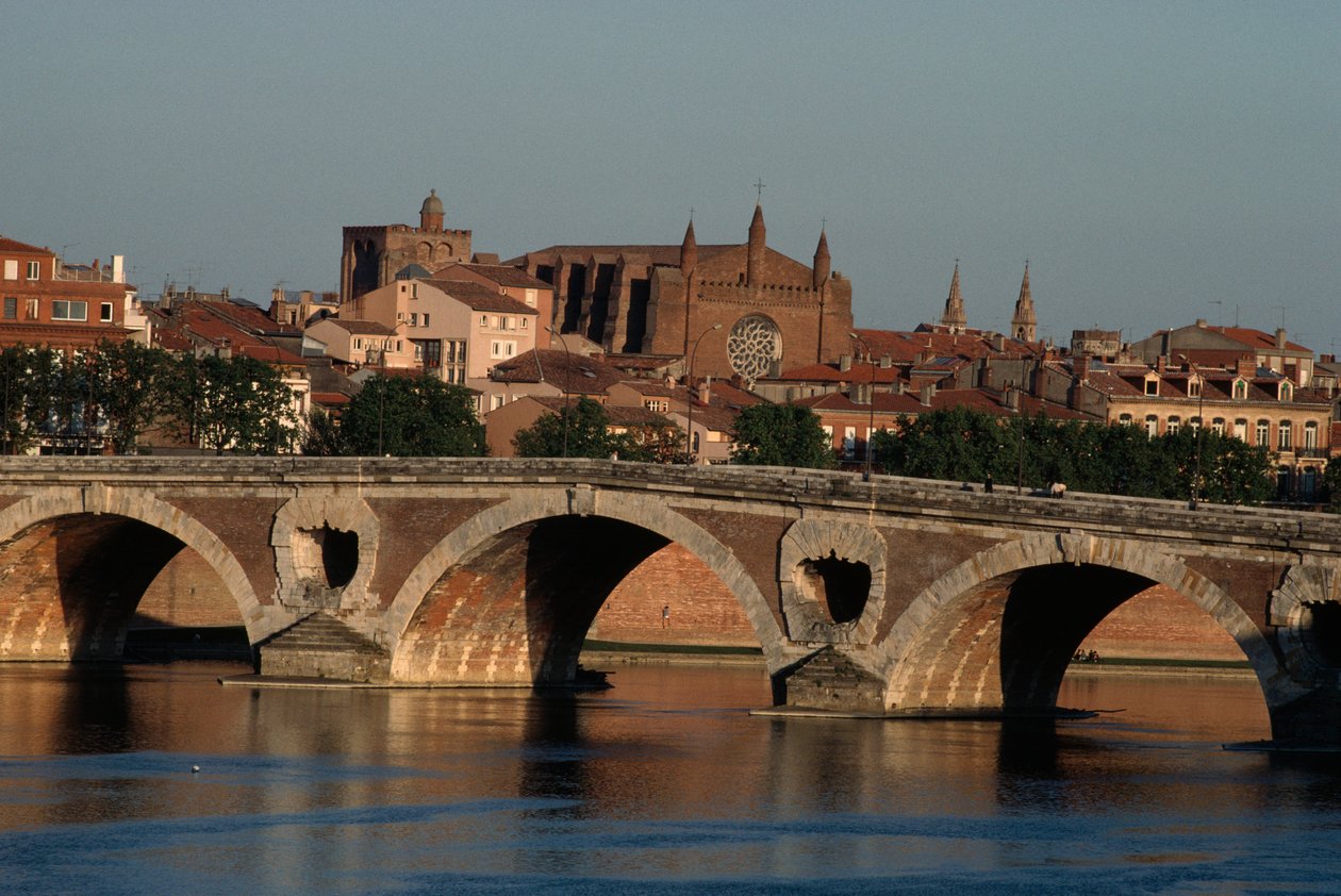 Pont-Neuf sobre o rio Garonne, Toulouse, Midi-Pyrenees, França de Nicolas Toussaint Charlet