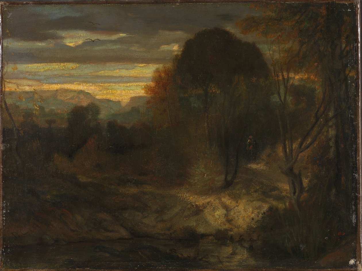Paisagem ao entardecer de Alexandre Gabriel Decamps