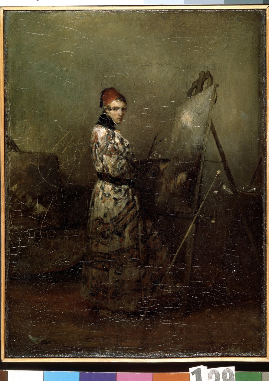 ""Autoretrato"" (auto-retrato) Pintura de Alexandre Gabriel Decamps (1803-1860) 1830 Museu Hermitage, São Petersburgo de Alexandre Gabriel Decamps