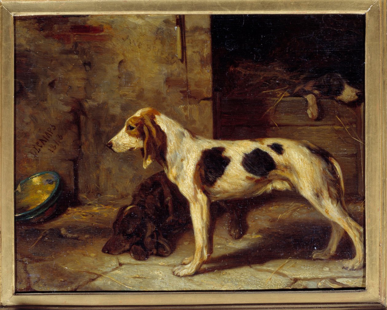 Pintura Dogs Brifauts de Alexandre Gabriel Decamps (1803-1860) 1843 Sol. 0,25x0,32 m de Alexandre Gabriel Decamps