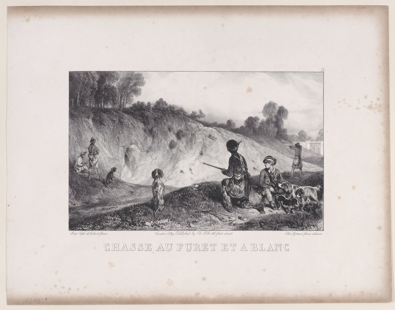 Hunting a Ferret with Blanks, da série Hunting Scenes, 1829. de Alexandre Gabriel Decamps