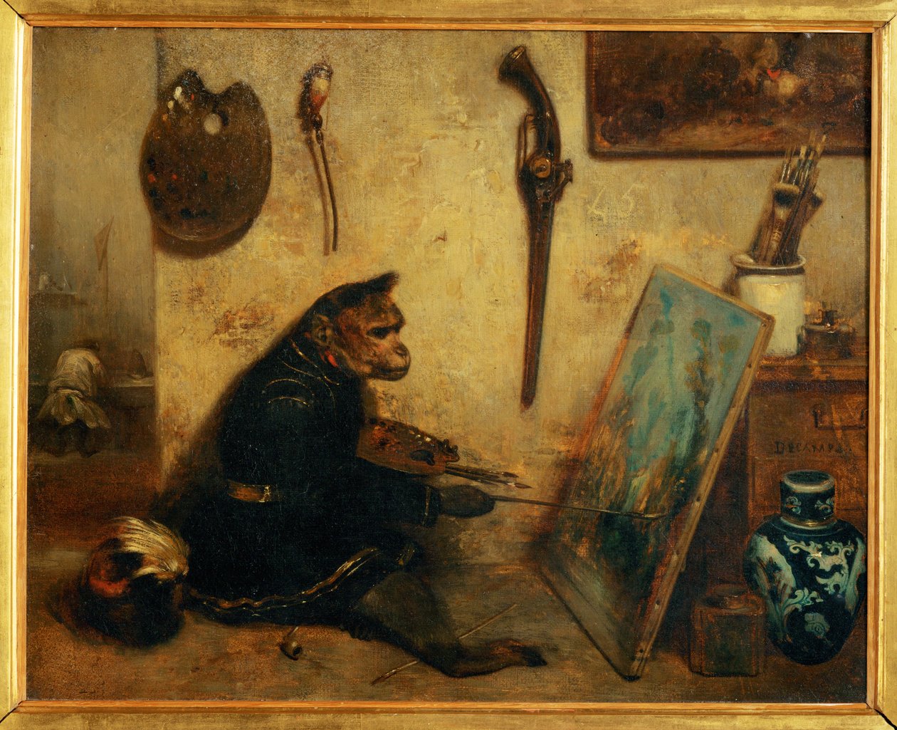 Le singe-peintre, dit aussi interieur d