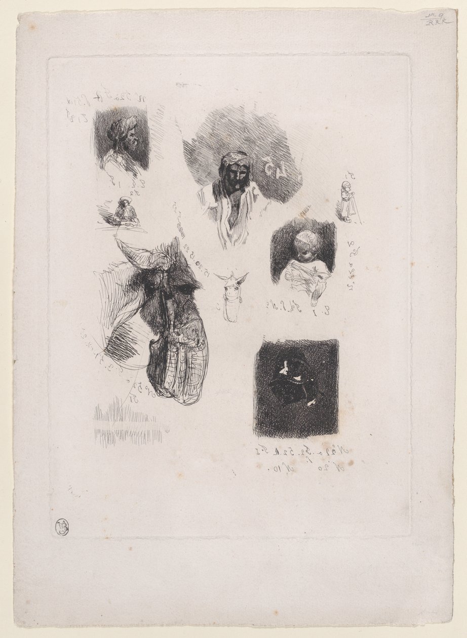 Folha de esboços, 1833-38. de Alexandre Gabriel Decamps