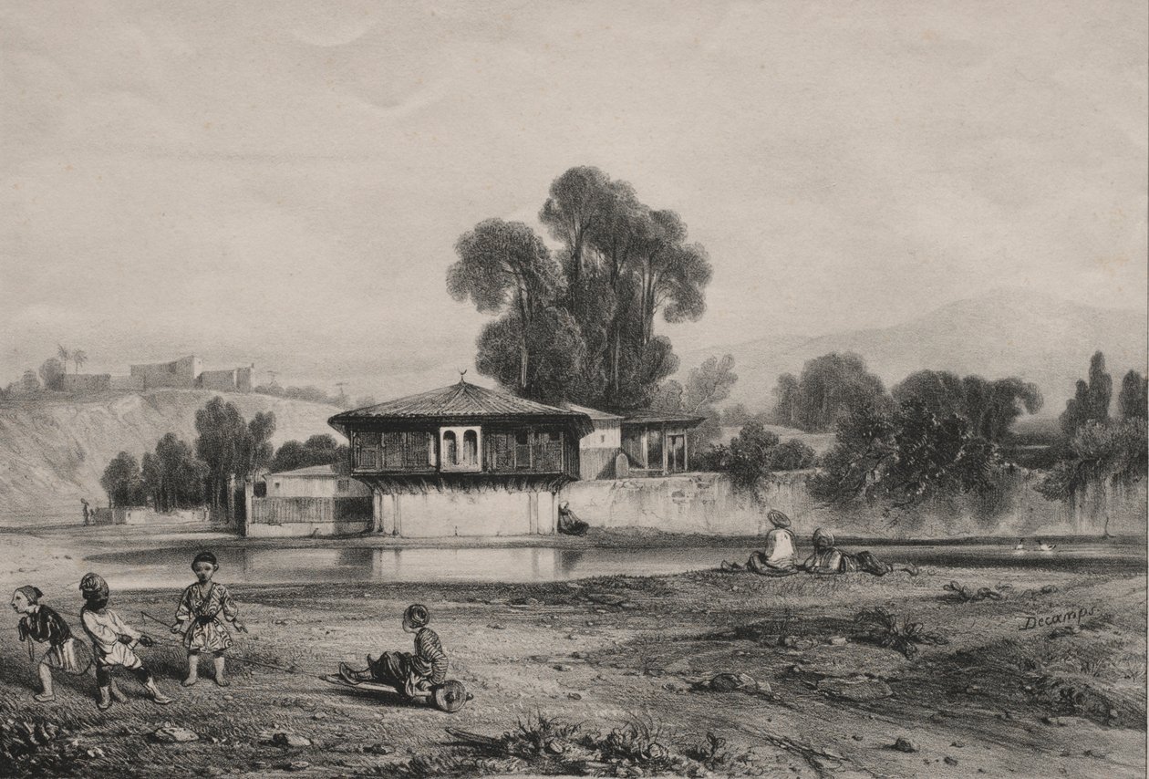 Pavilhão à beira de um rio. de Alexandre Gabriel Decamps