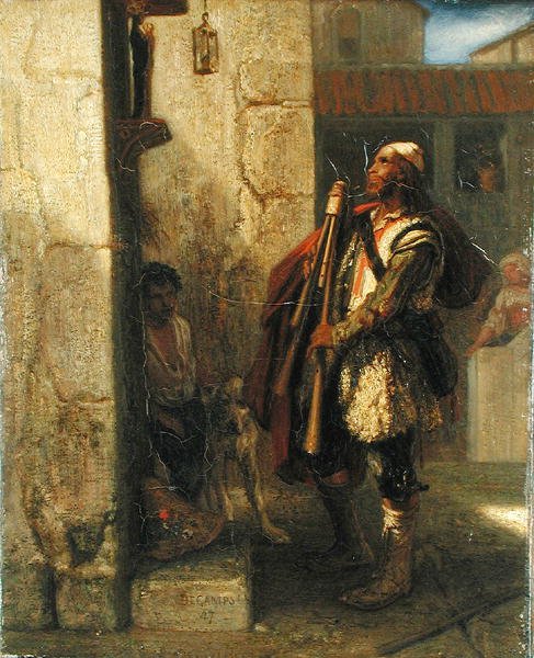 Pifferaro na frente de uma Madonna, 1847 de Alexandre Gabriel Decamps