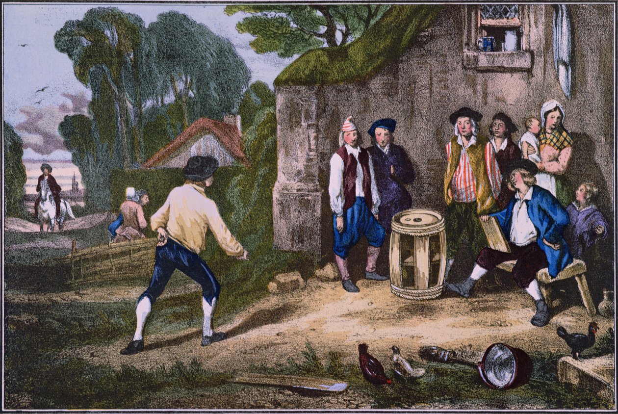 O jogo do tambor, gravado por Jean Paul Laurens (1838-1921) de Alexandre Gabriel after Decamps