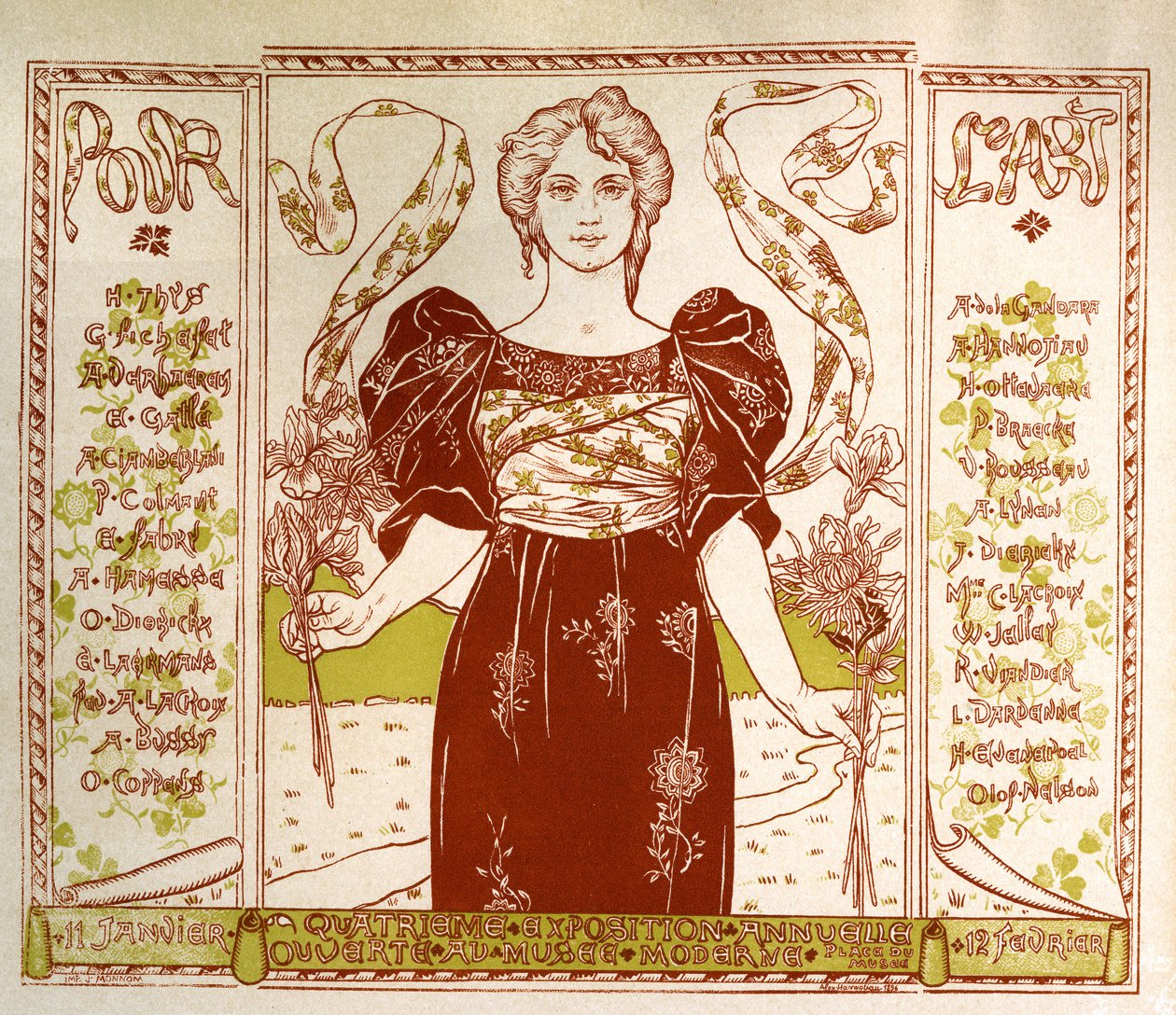 Exposição Art nouveau em Bruxelas, c. 1895-1897 (cartaz) de Alexandre Hannotiau