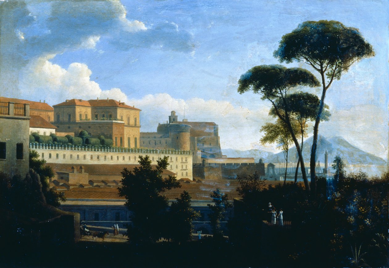 O Palácio Real de Nápoles visto de Santa Lúcia de Alexandre Hyacinthe Dunouy