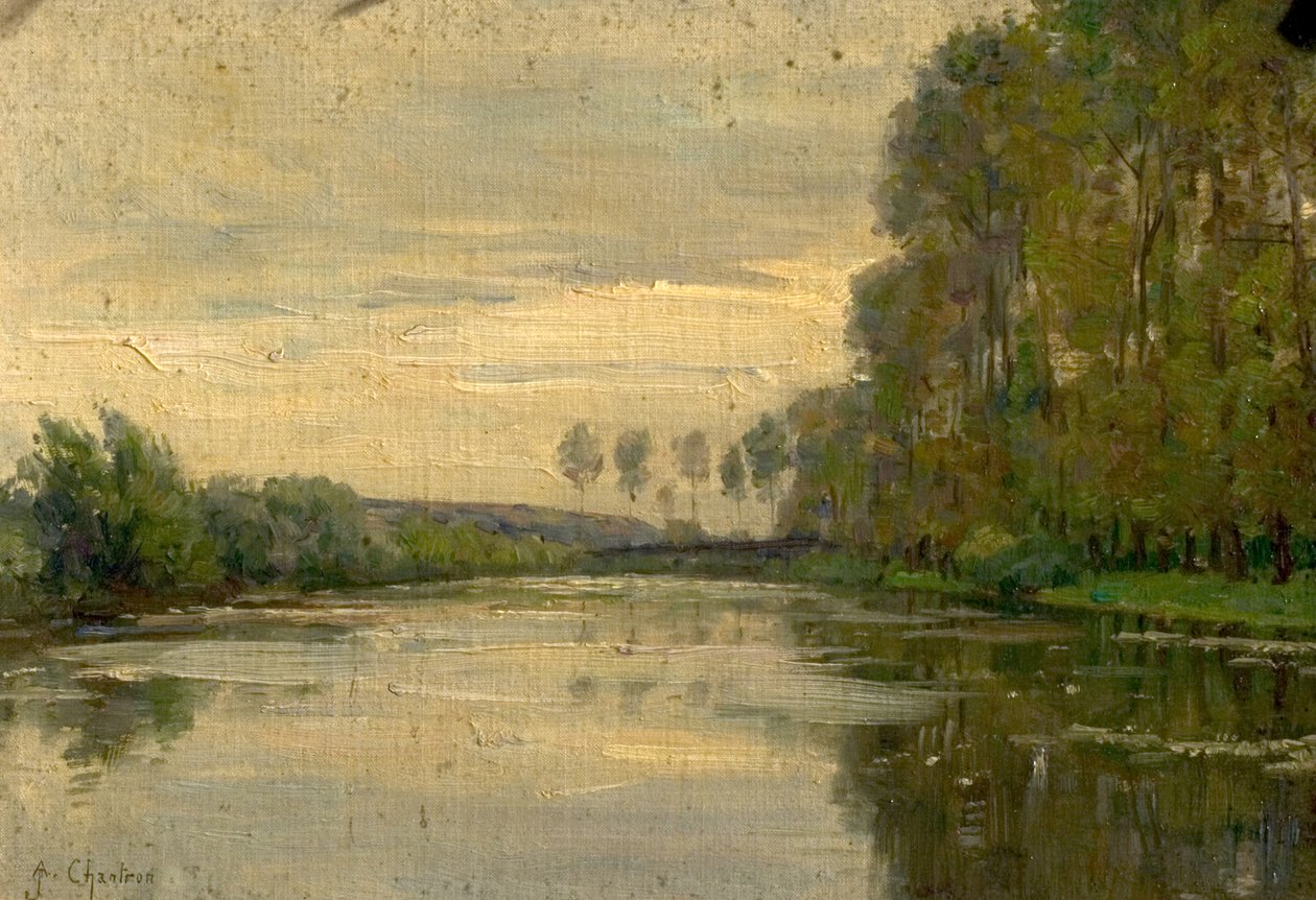 Cena do rio, o Loire inferior, França de Alexandre Jacques Chantron