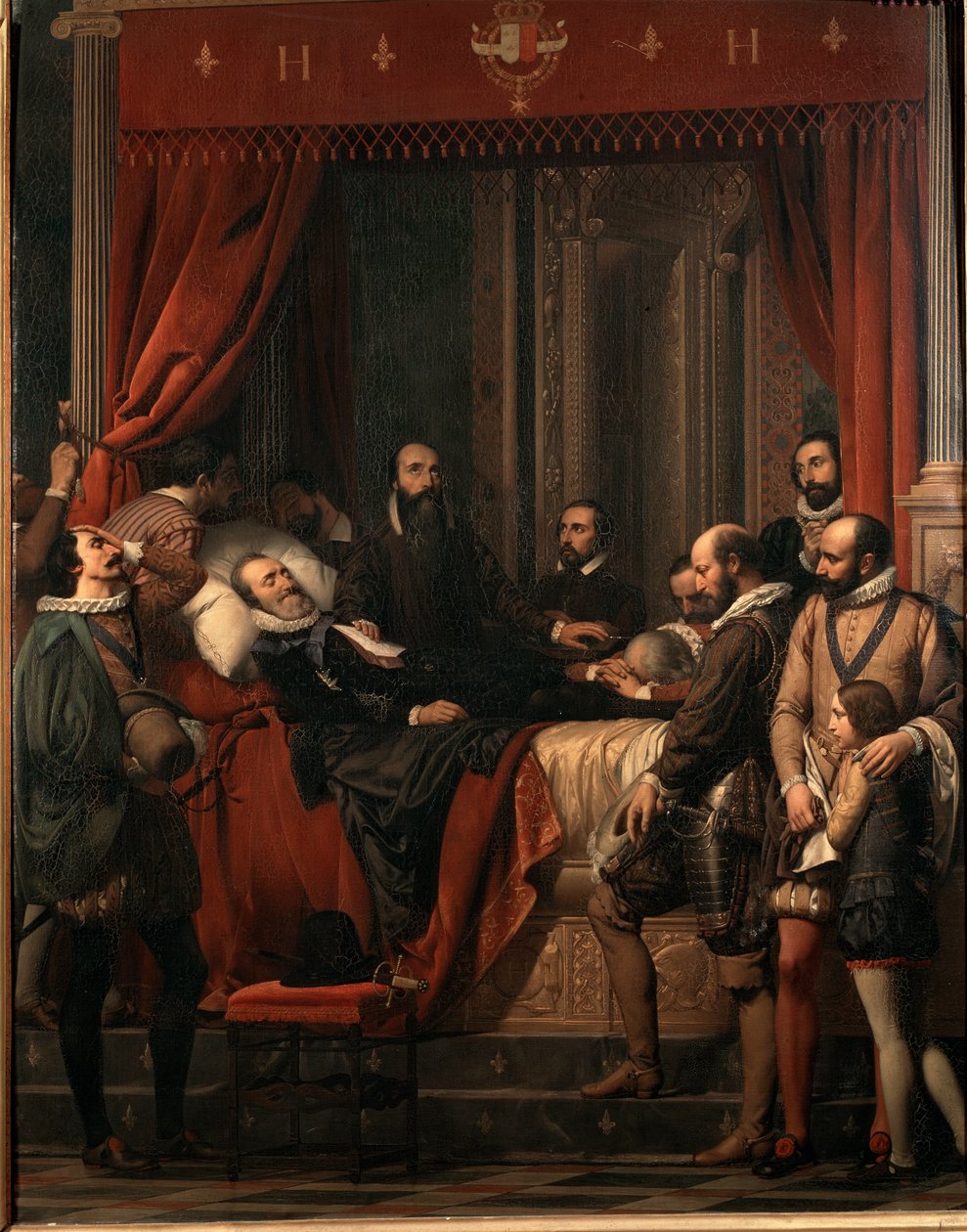A morte de Henrique IV rei da França, seu corpo exposto na Pintura do Louvre por Alexandre Hesse (1806-1879) de Alexandre Jean Baptiste Hesse