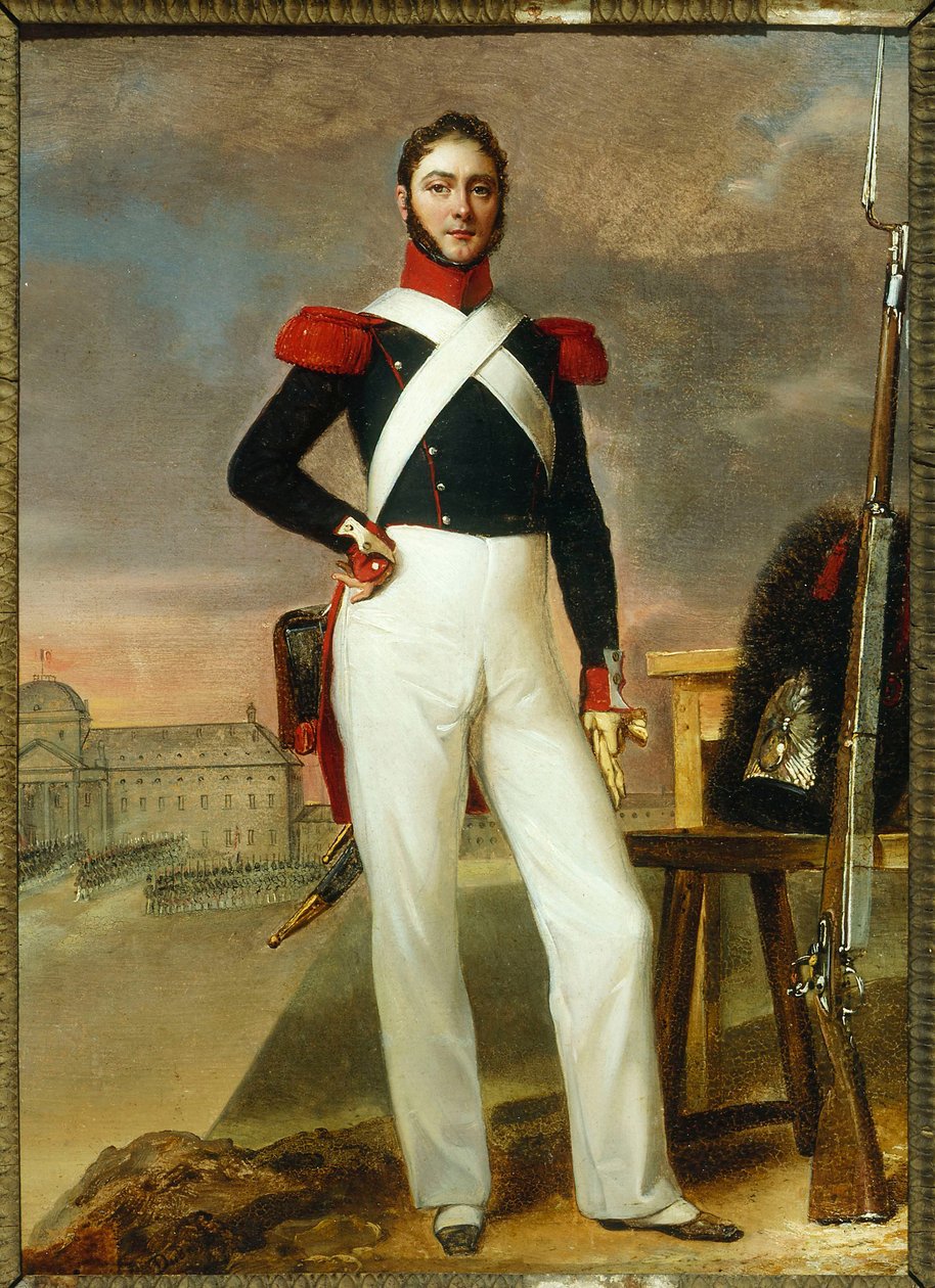 Francês: Marin Burty, comerciante de novidades, com uniforme de granadeiro de Alexandre Jean Dubois Drahonet