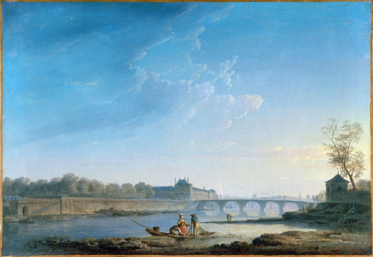 O Cais das Tulherias e a Ponte Real, c.1780 (óleo sobre tela) de Alexandre Jean Noel