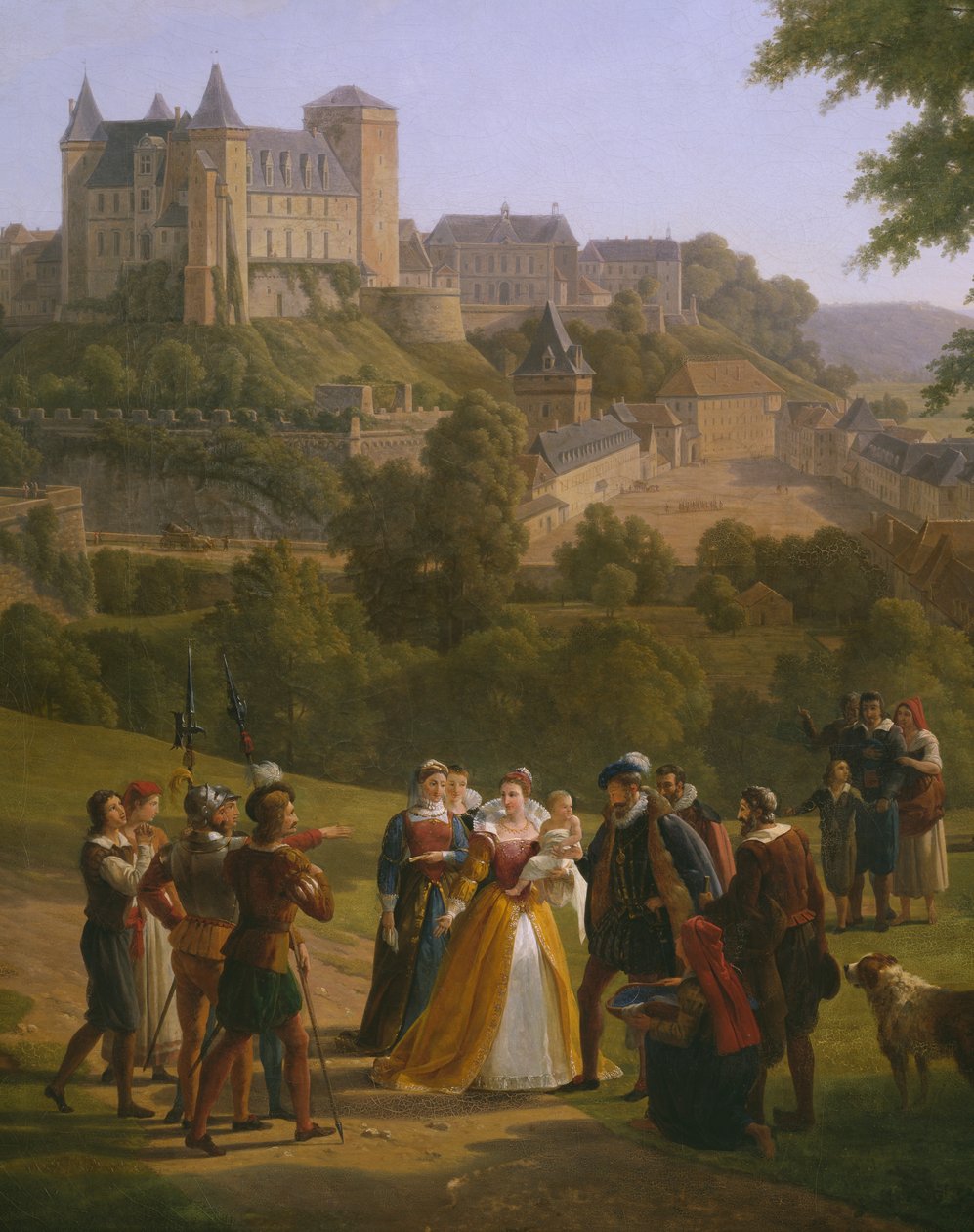 Vista do castelo real de Pau, onde o rei Henri IV da França e Navarra (1553-1610) nasceu em 13 de dezembro de 1553 (detalhe) (ver também 346175) de Alexandre Louis Robert Millin du Perreux