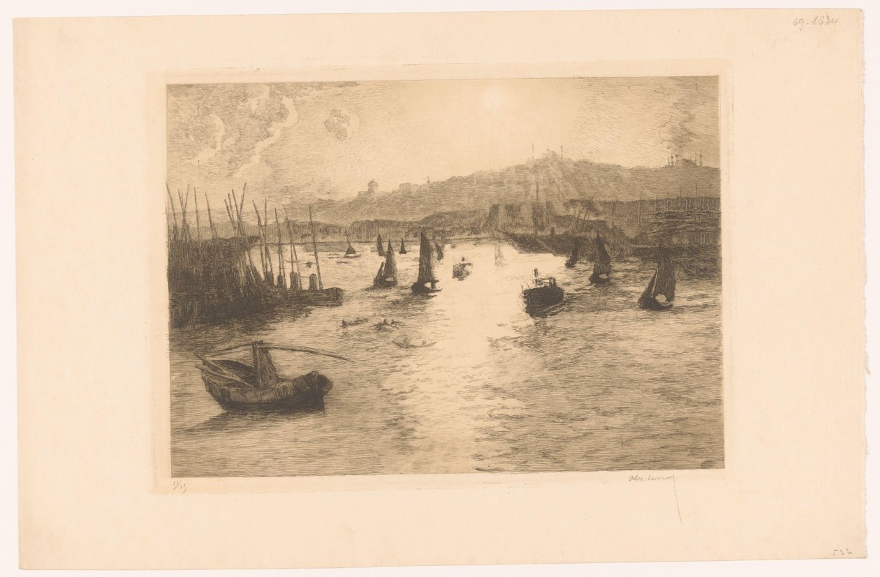 Porto com pôr-do-sol de Alexandre Lunois (signed by artist)