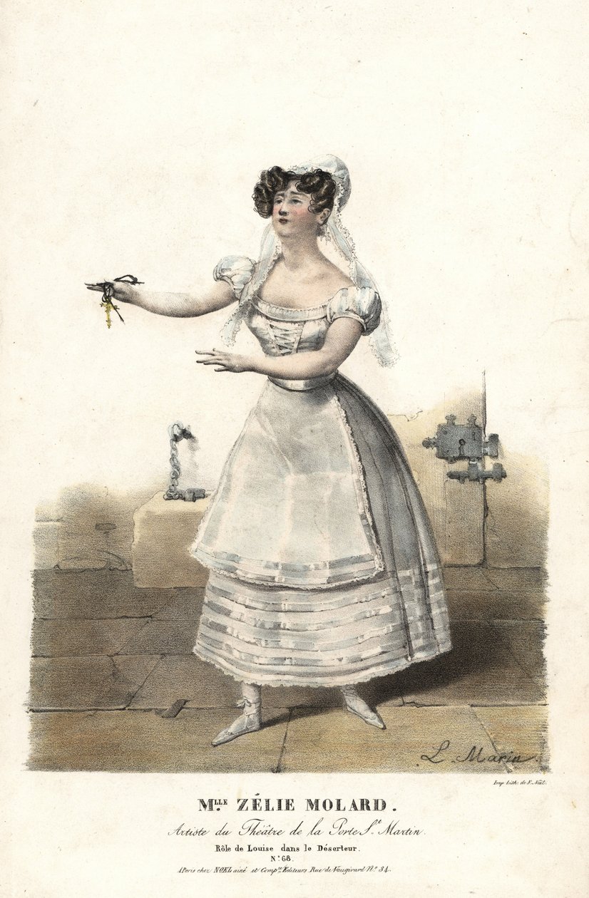 Dançarina Miss Zelie Molard e Louise em Le Deserteur de François-Alexis Blache Jr., coreografada por Dauberval, Theatre de la Porte St. Martin de Alexandre Marie Colin