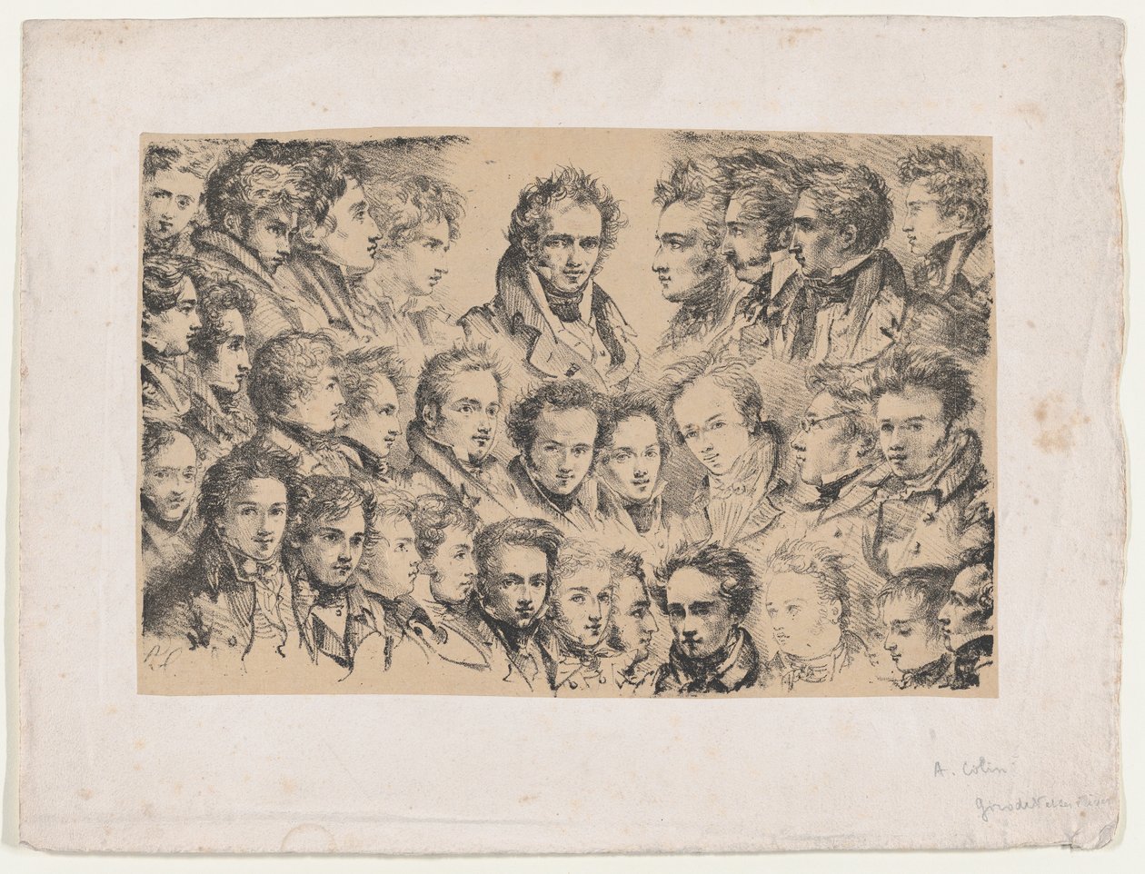 Girodet e seus alunos, ca. 1817. de Alexandre Marie Colin